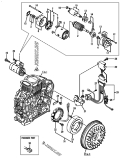  Двигатель Yanmar L100N2-VEMK, узел -  Стартер и генератор 