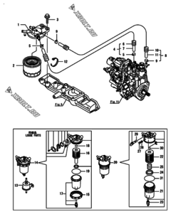  Двигатель Yanmar 4TNV88-BXYB3, узел -  Топливопровод 