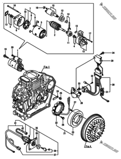  Двигатель Yanmar L48N6-PEMA, узел -  Стартер и генератор 