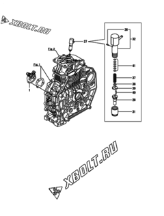  Двигатель Yanmar L70V6-PEMMA, узел -  Топливный насос высокого давления (ТНВД) и форсунка 