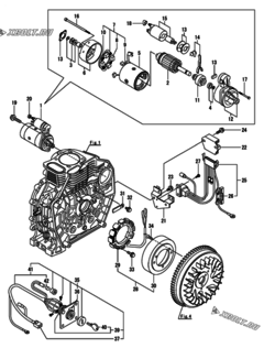  Двигатель Yanmar L70V6-PEMMA, узел -  Стартер и генератор 
