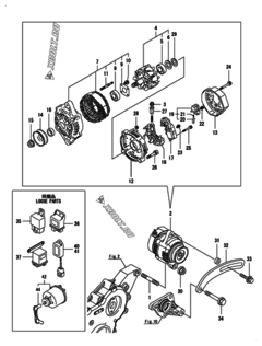  Двигатель Yanmar 4TNV88-BDHK, узел -  Генератор 