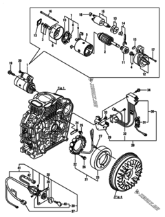  Двигатель Yanmar L70V6-MEJ2, узел -  Стартер и генератор 