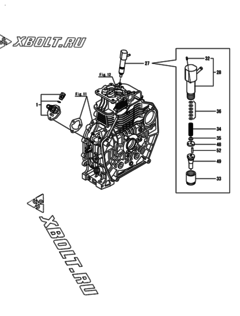  Двигатель Yanmar L100V6-MEJ2, узел -  Топливный насос высокого давления (ТНВД) и форсунка 
