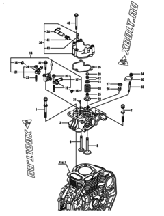  Двигатель Yanmar L70V6-KEKR2, узел -  Головка блока цилиндров (ГБЦ) 