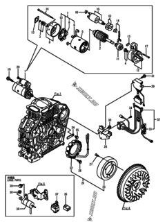  Двигатель Yanmar L70V6-KEKR2, узел -  Стартер и генератор 