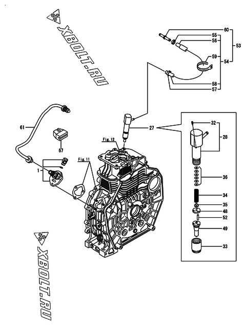  Топливный насос высокого давления (ТНВД) и форсунка двигателя Yanmar L100V6-KEKR2