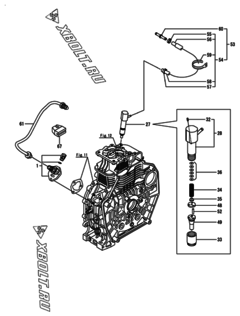  Двигатель Yanmar L100V6-KEKR2, узел -  Топливный насос высокого давления (ТНВД) и форсунка 