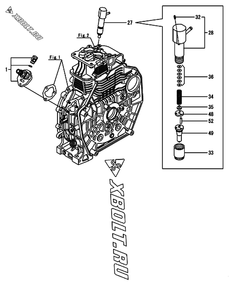  Топливный насос высокого давления (ТНВД) и форсунка двигателя Yanmar L100V6-KEDK2