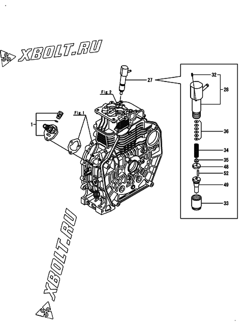  Топливный насос высокого давления (ТНВД) и форсунка двигателя Yanmar L100V6-KEDKS2