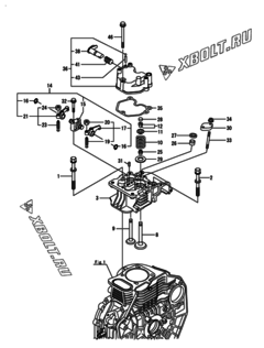  Двигатель Yanmar L70V6-KETK2, узел -  Головка блока цилиндров (ГБЦ) 
