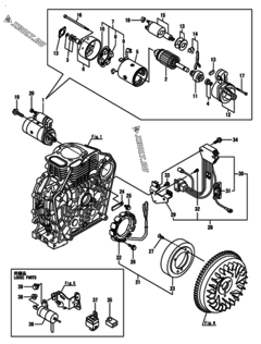  Двигатель Yanmar L70V6-KETK2, узел -  Стартер и генератор 