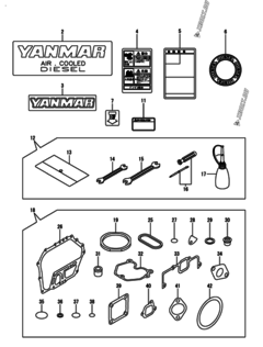  Двигатель Yanmar L70V6-KETK2, узел -  Инструменты, шильды и комплект прокладок 