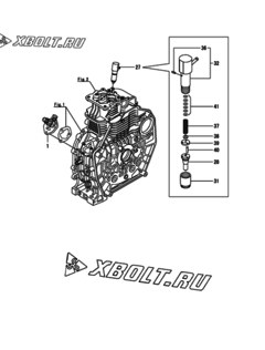  Двигатель Yanmar L70V6-VEMK2, узел -  Топливный насос высокого давления (ТНВД) и форсунка 