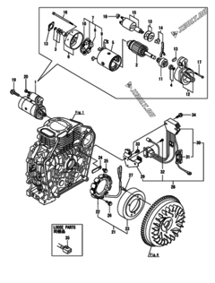  Двигатель Yanmar L70V6-VEMKJ2, узел -  Стартер и генератор 