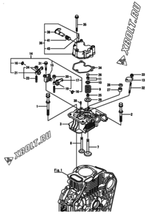  Двигатель Yanmar L100V1-REMK2, узел -  Головка блока цилиндров (ГБЦ) 