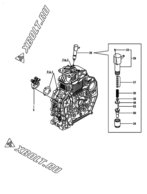  Топливный насос высокого давления (ТНВД) и форсунка двигателя Yanmar L100V2-VEJMK2