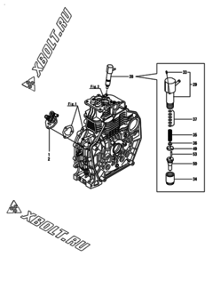  Двигатель Yanmar L100V1-REMK2, узел -  Топливный насос высокого давления (ТНВД) и форсунка 