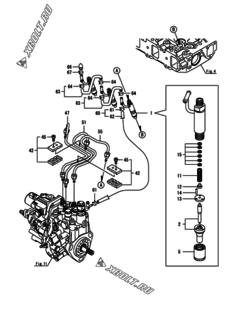  Двигатель Yanmar 3TNV88-BPMBA, узел -  Форсунка 