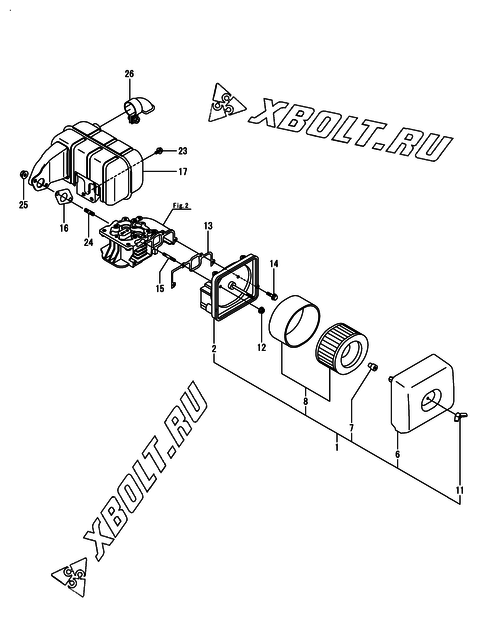  Воздушный фильтр и глушитель двигателя Yanmar L70N6-VEMK2