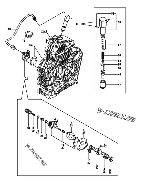  Топливный насос высокого давления (ТНВД) и форсунка двигателя Yanmar L100N2-VEMK2