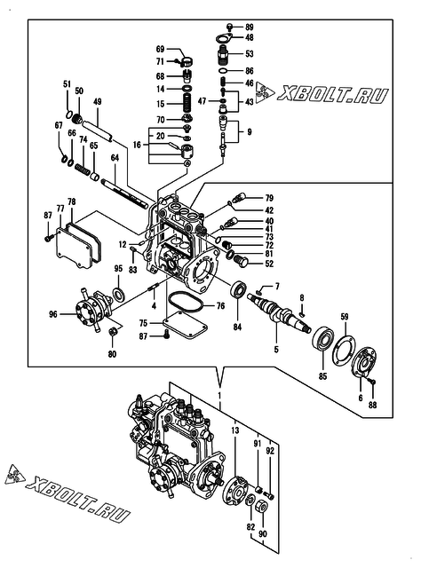  Топливный насос высокого давления (ТНВД) двигателя Yanmar 3TNV76-NFK