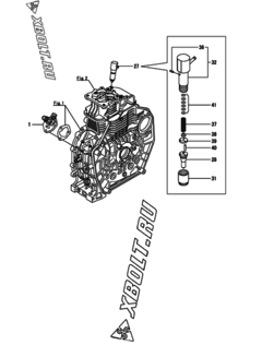  Двигатель Yanmar L70V6-PMMA2, узел -  Топливный насос высокого давления (ТНВД) и форсунка 