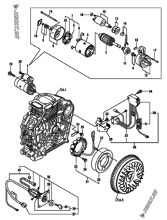  Двигатель Yanmar L70V6-PEMMA2, узел -  Стартер и генератор 