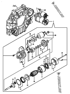  Двигатель Yanmar 3TNM68-HDW, узел -  Стартер 