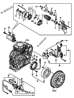  Двигатель Yanmar L70V6-MEME2, узел -  Стартер и генератор 