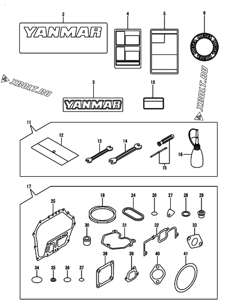  Инструменты, шильды и комплект прокладок двигателя Yanmar L70V6-MEME2