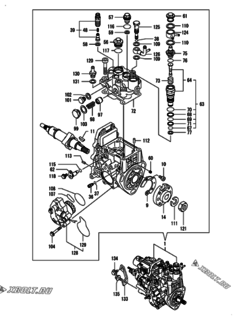  Двигатель Yanmar 4TNV88-BXPYBD, узел -  Топливный насос высокого давления (ТНВД) 