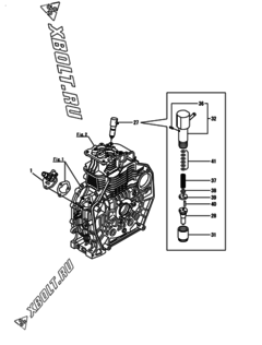 Двигатель Yanmar L70V6-RESA2, узел -  Топливный насос высокого давления (ТНВД) и форсунка 