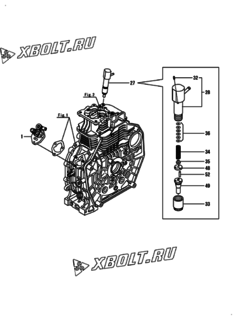  Двигатель Yanmar L100V1-RESA2, узел -  Топливный насос высокого давления (ТНВД) и форсунка 