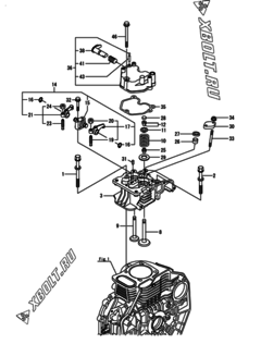  Двигатель Yanmar L70V6-VEMS2, узел -  Головка блока цилиндров (ГБЦ) 