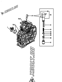  Двигатель Yanmar L70V6-VEMS2, узел -  Топливный насос высокого давления (ТНВД) и форсунка 