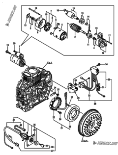  Двигатель Yanmar L70V6-VEMS2, узел -  Стартер и генератор 