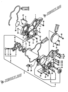  Двигатель Yanmar 2TNV70-NMBA, узел -  Корпус редуктора 