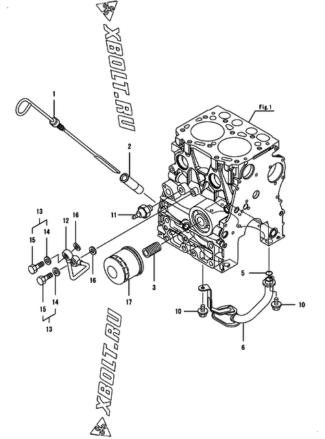  Система смазки двигателя Yanmar 2TNV70-NMBA