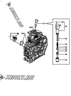  Двигатель Yanmar L100V6-PEMA2, узел -  Топливный насос высокого давления (ТНВД) и форсунка 