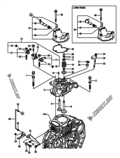  Двигатель Yanmar L70V6-PSUL2, узел -  Головка блока цилиндров (ГБЦ) 
