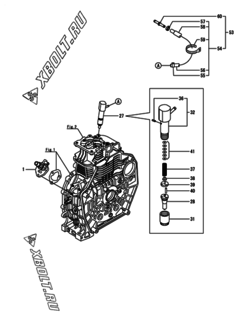  Двигатель Yanmar L70V6-PSUL2, узел -  Топливный насос высокого давления (ТНВД) и форсунка 