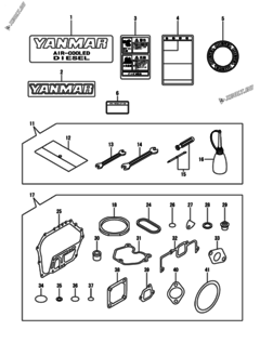  Двигатель Yanmar L70V6-PSUL2, узел -  Инструменты, шильды и комплект прокладок 