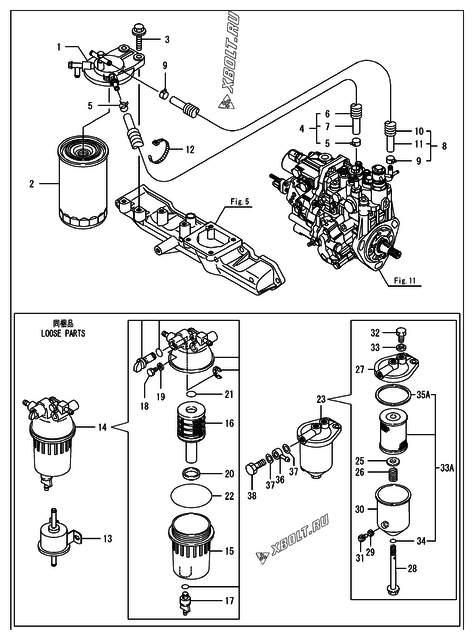  Топливопровод двигателя Yanmar 4TNV88-BDHKS1