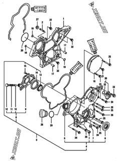  Двигатель Yanmar 3TNV70-KUSS, узел -  Корпус редуктора 