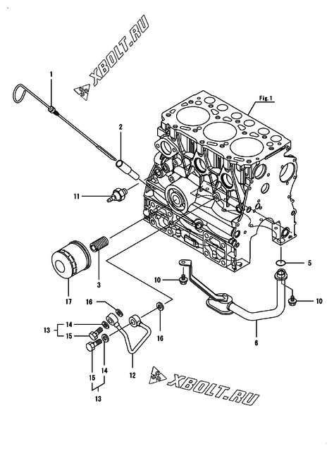  Система смазки двигателя Yanmar 3TNV70-KUSS