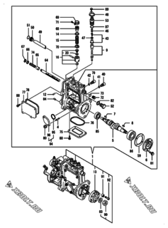  Двигатель Yanmar 3TNV70-KUSS, узел -  Топливный насос высокого давления (ТНВД) 