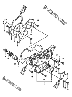  Двигатель Yanmar 3TNV88-BDHK, узел -  Корпус редуктора 