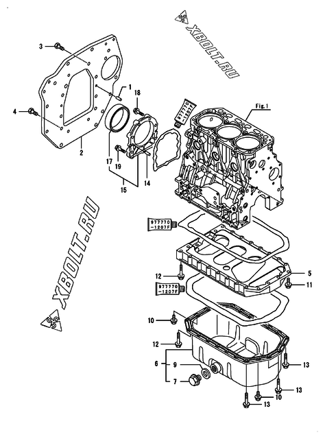  Крепежный фланец и масляный картер двигателя Yanmar 3TNV88-BDHK