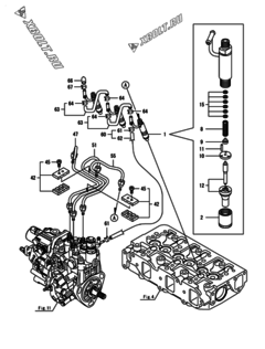  Двигатель Yanmar 3TNV88-BDHK, узел -  Форсунка 